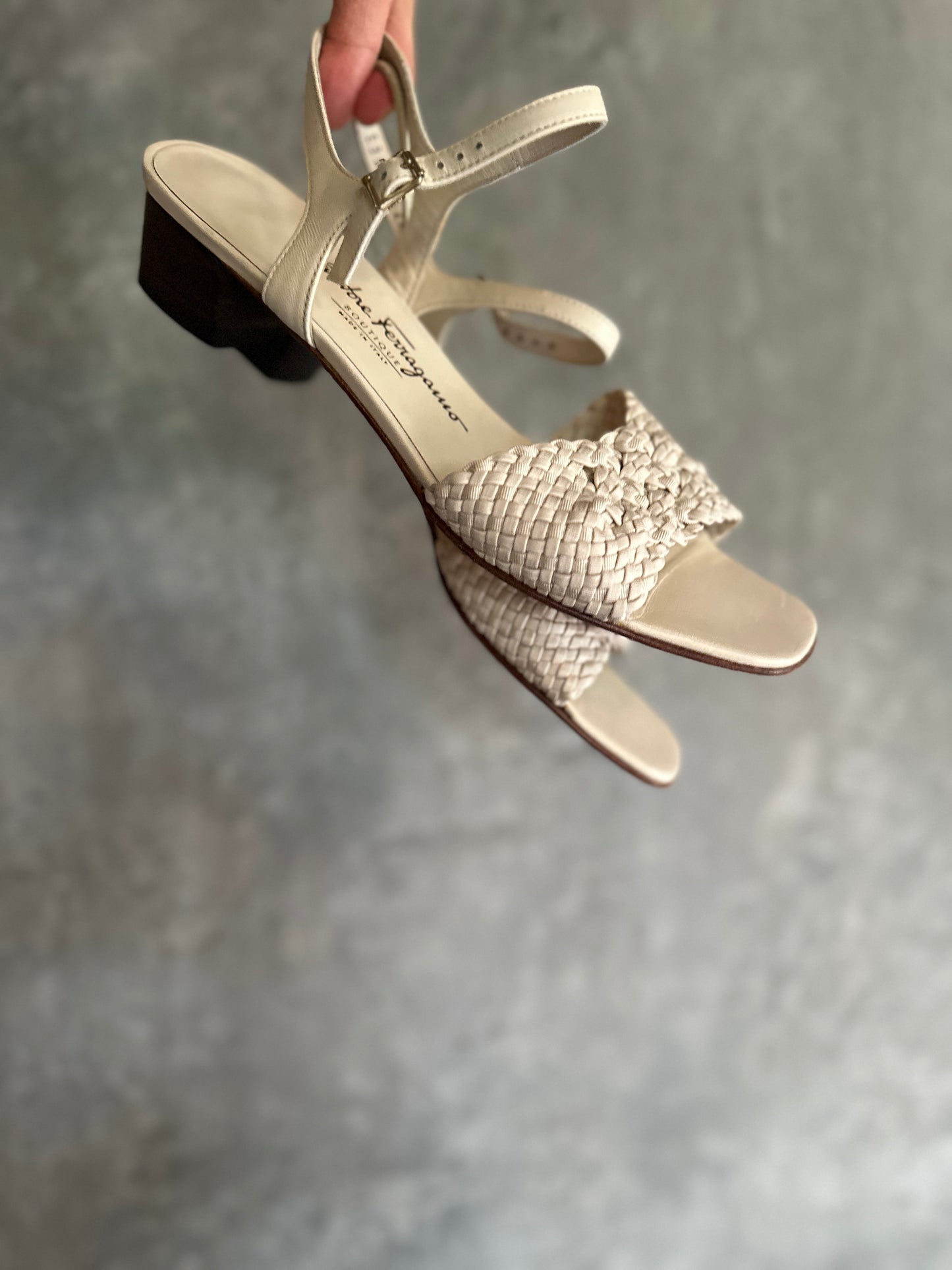 Salvatore Ferragamo Boutique Cream Weave Sandal