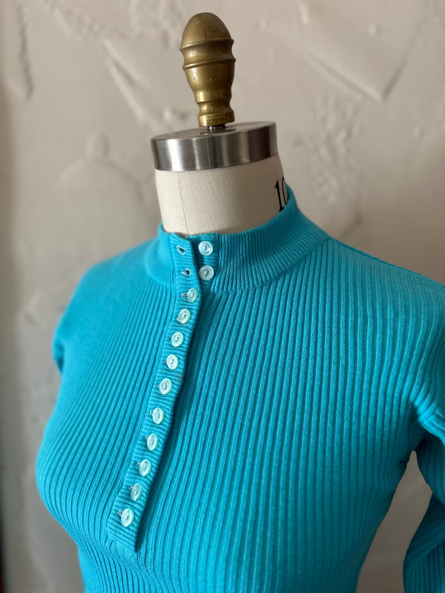 Turquoise Henley with Buttons