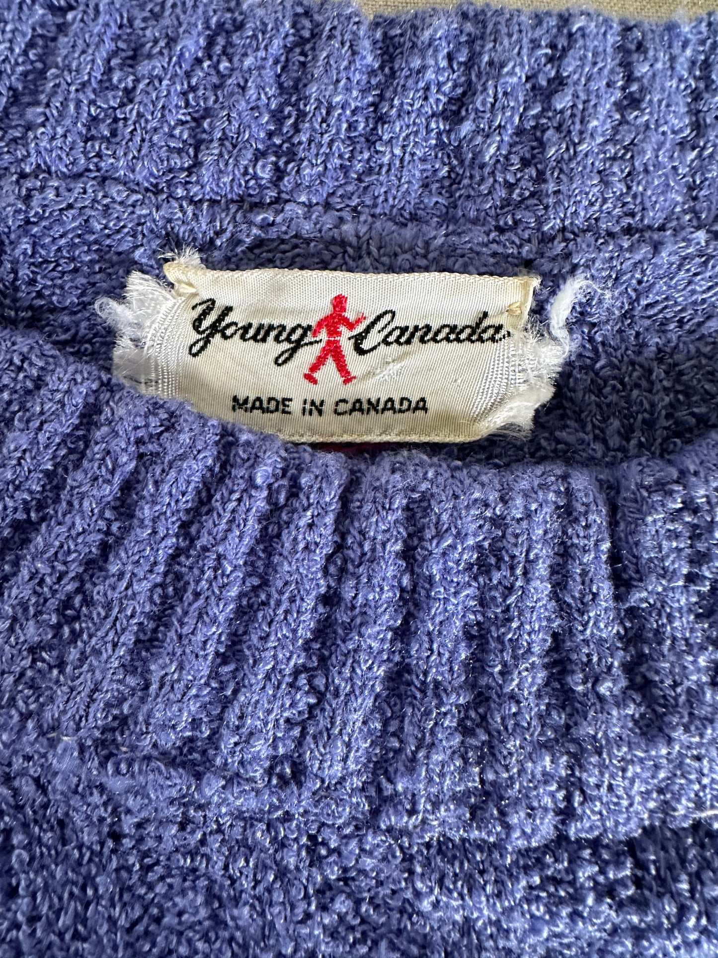 Purple Boucle Crewneck Sweater with Zip Pockets