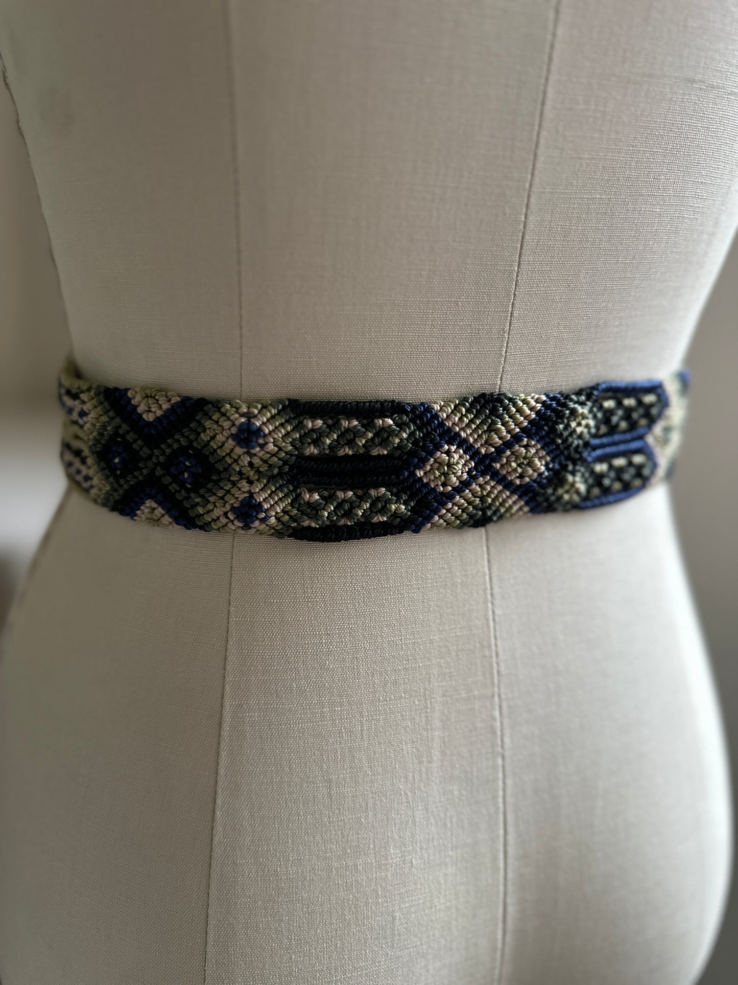 Navy and Beige Woven Belt