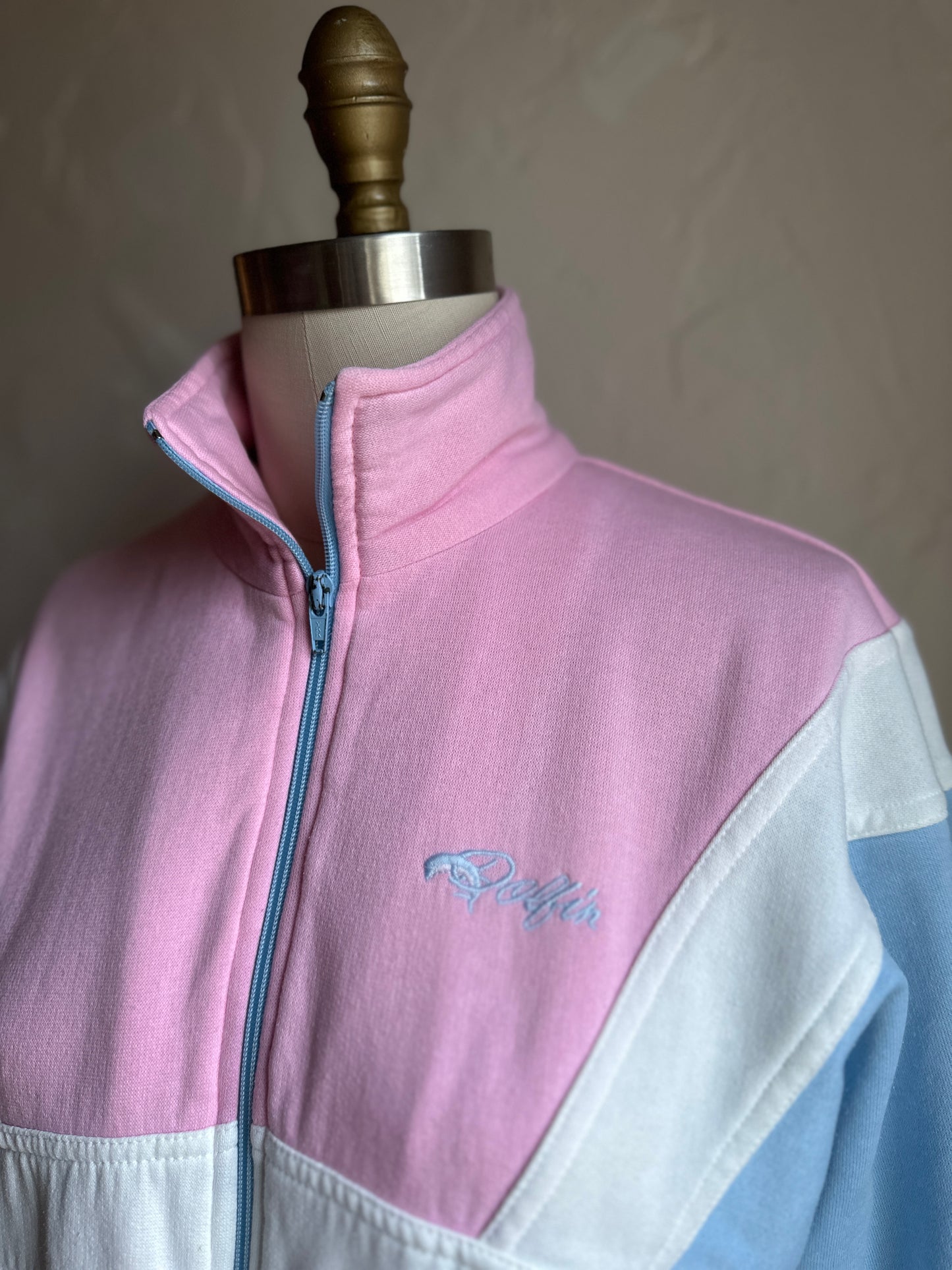 Dolphin Zip Up Baby Pink/Blue Sweatshirt