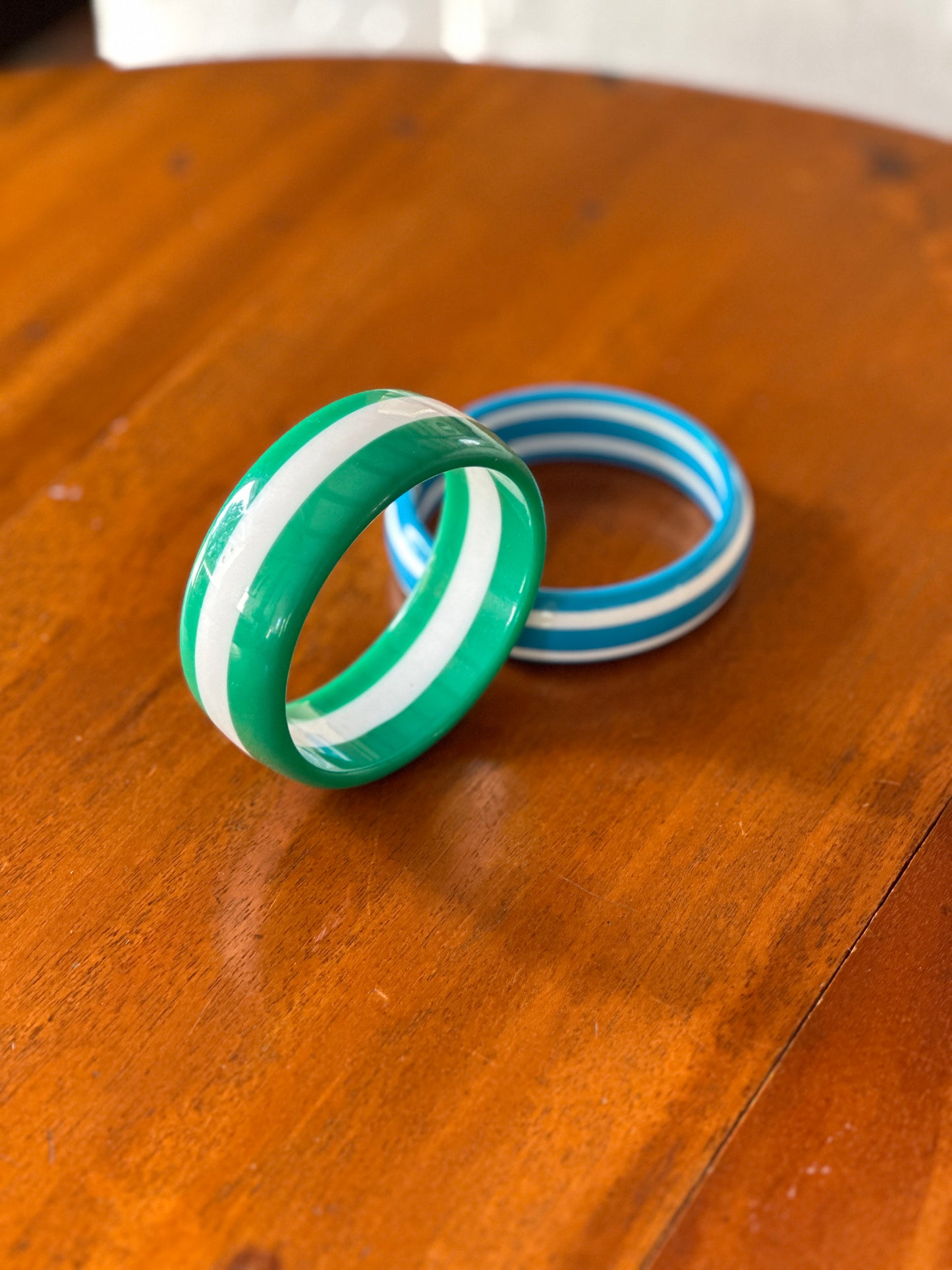 Sky Blue and White Stripe Bangle