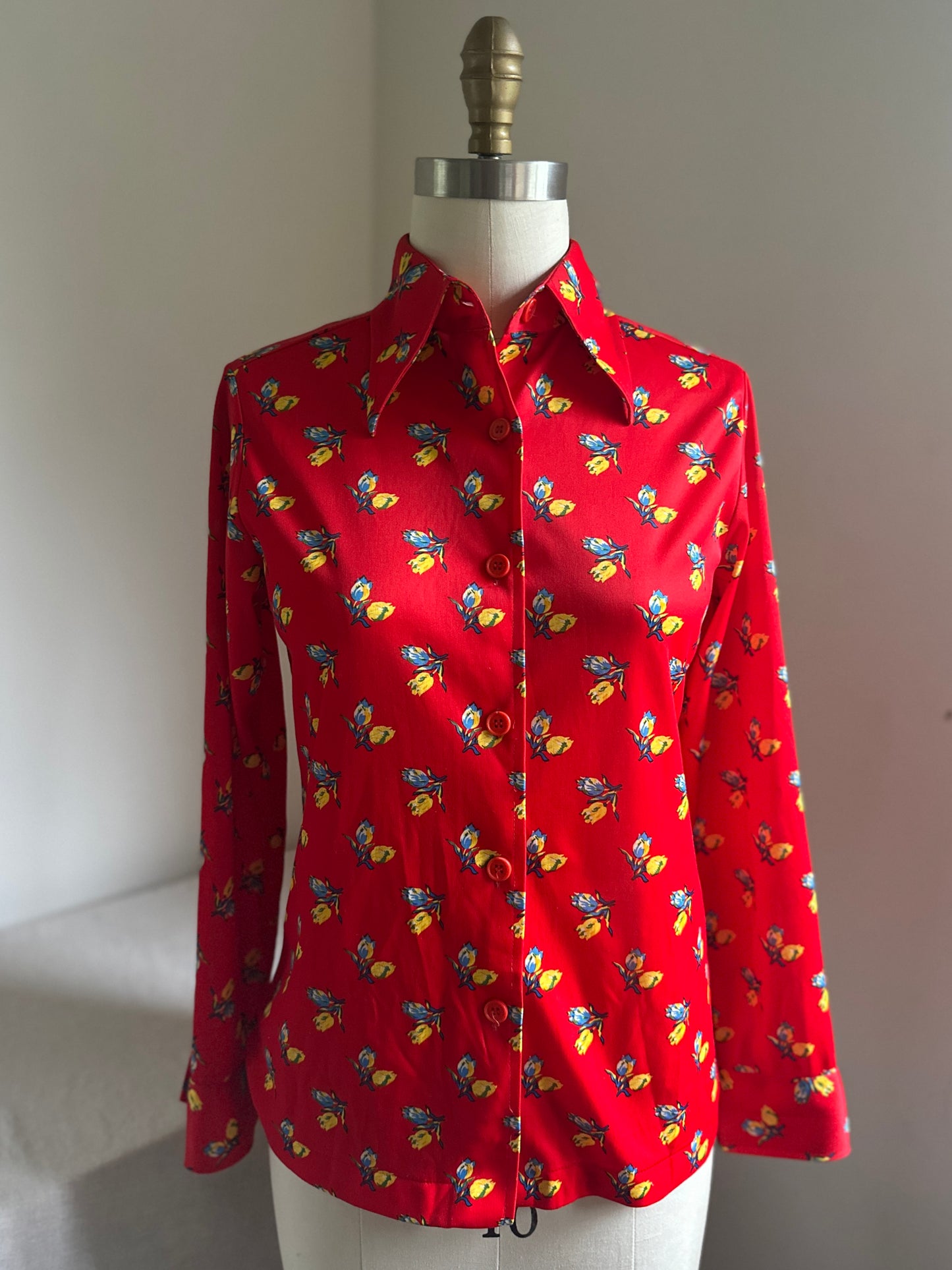 Contessa Red and Yellow Flowered Dress Shirt