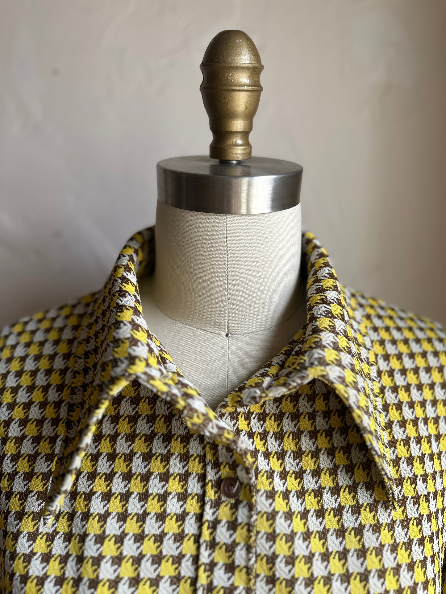 Lady Jane Colby Yellow Houndstooth Blouse
