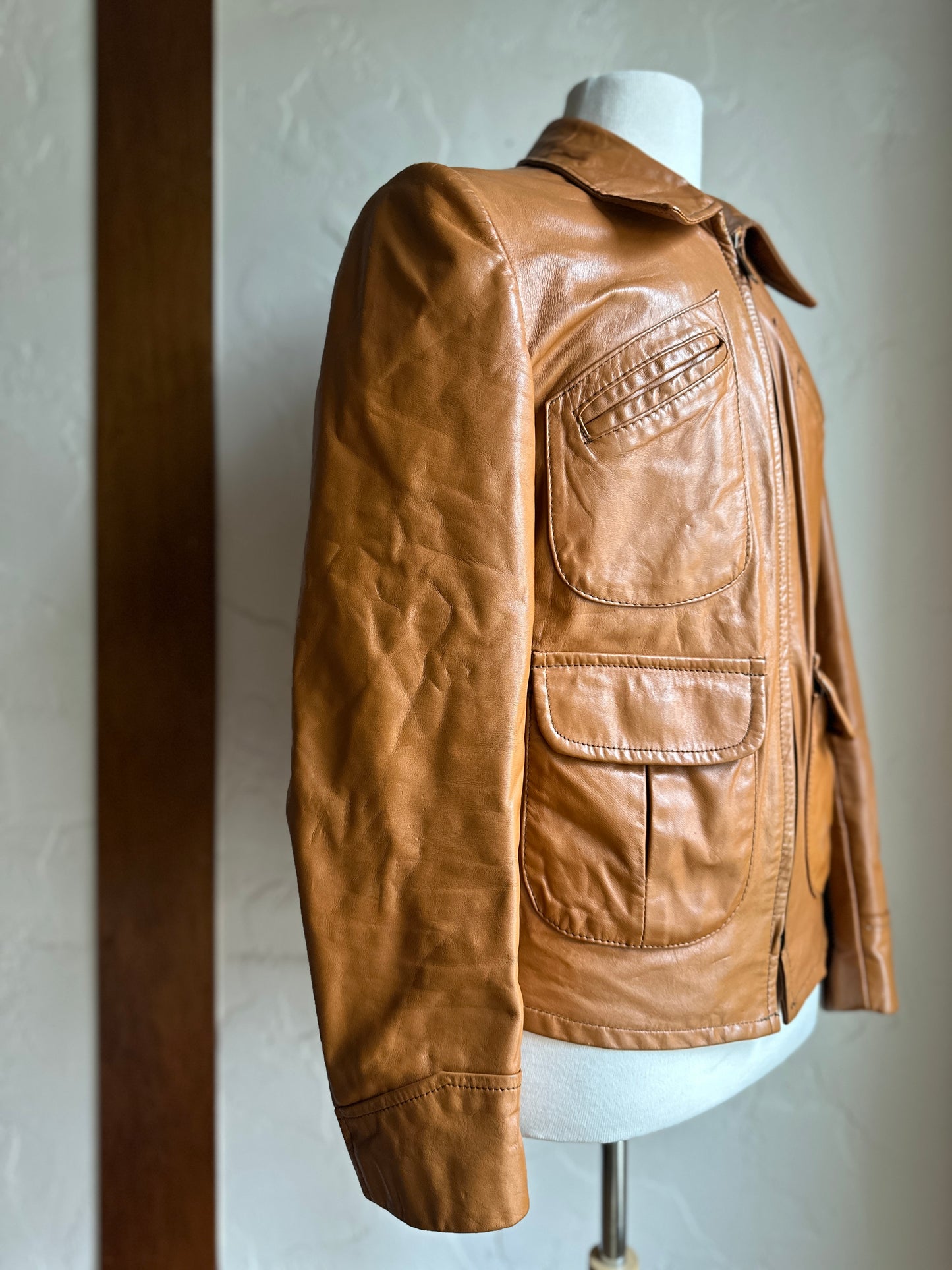Sears "The Leather Shop" Men's Caramel Brown Leather Jacket