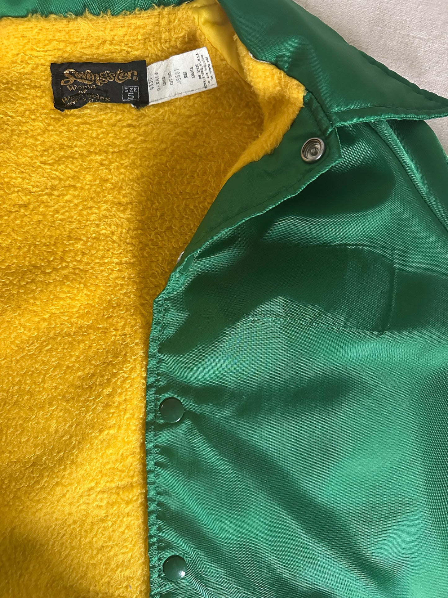 Swingster World of Wearables Green Nylon Track Jacket