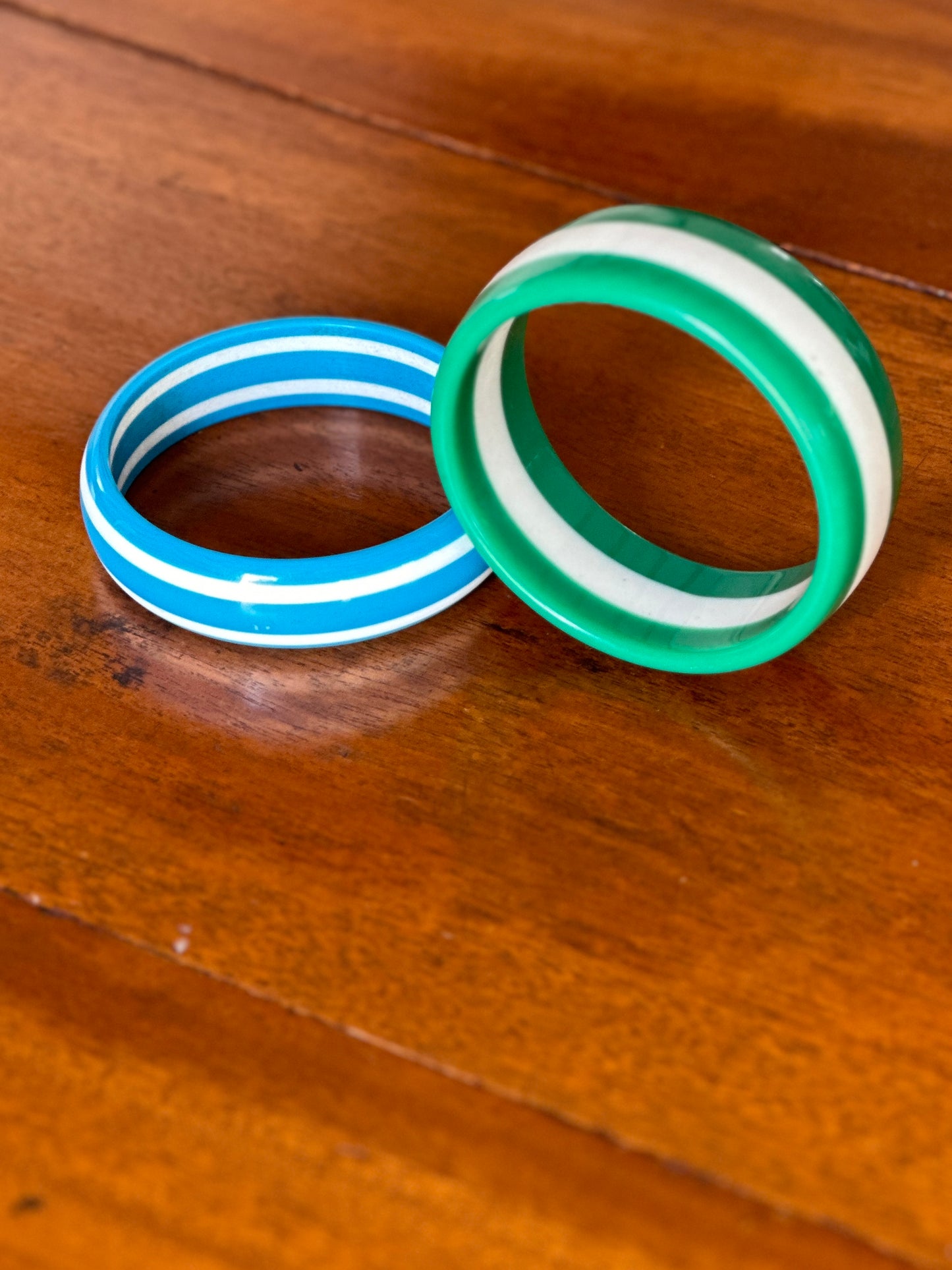 Sky Blue and White Stripe Bangle