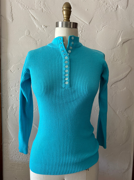 Turquoise Henley with Buttons