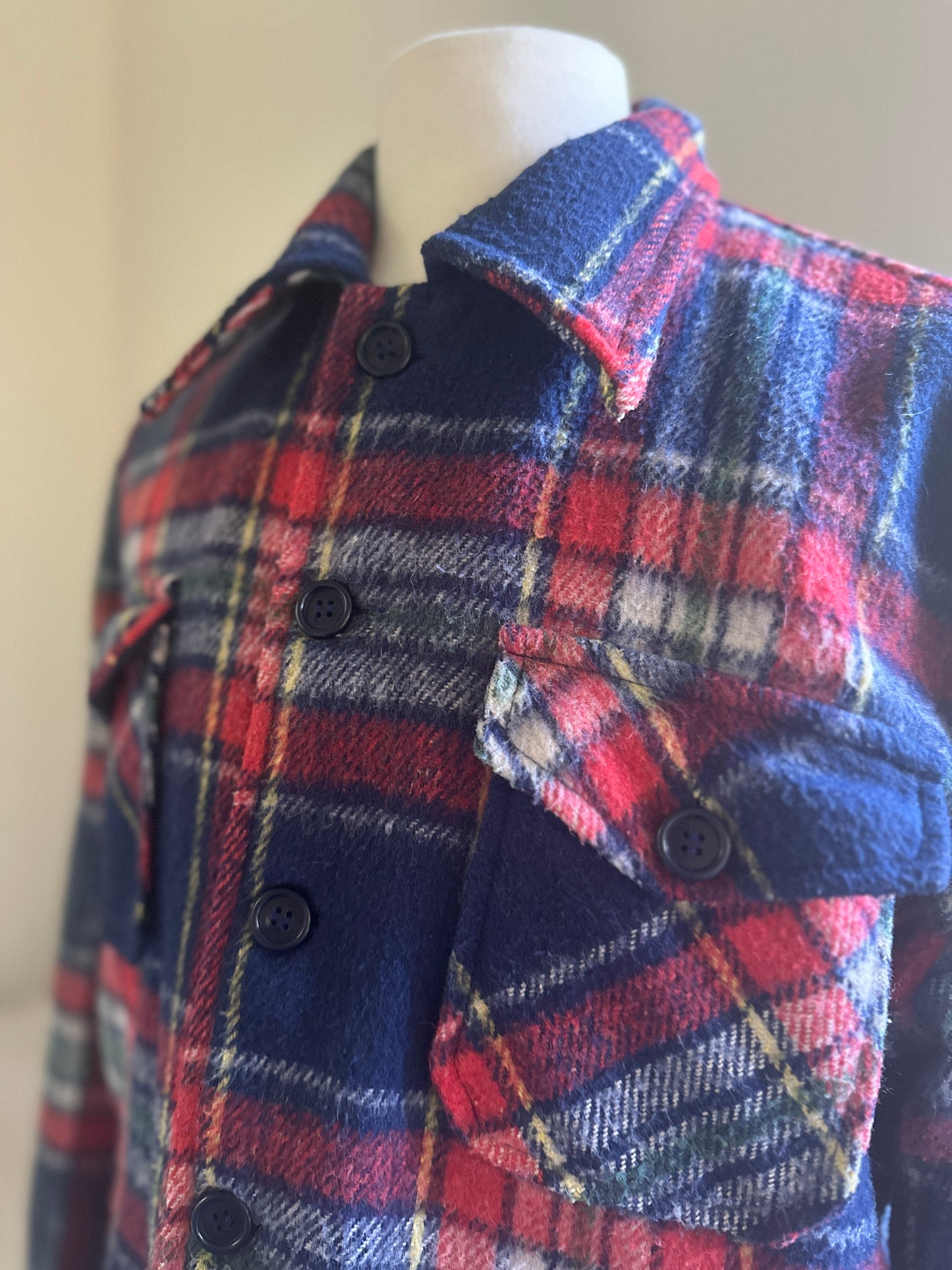 Zayre Blue & Red Plaid Wool Lined Jacket