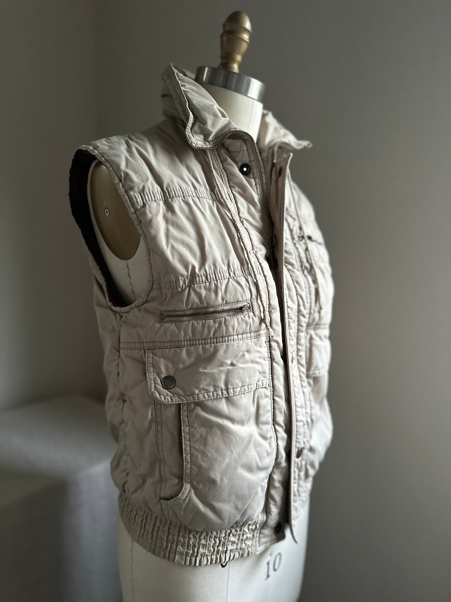 Shipton Sportswear Beige/Red Flannel Lined Vest