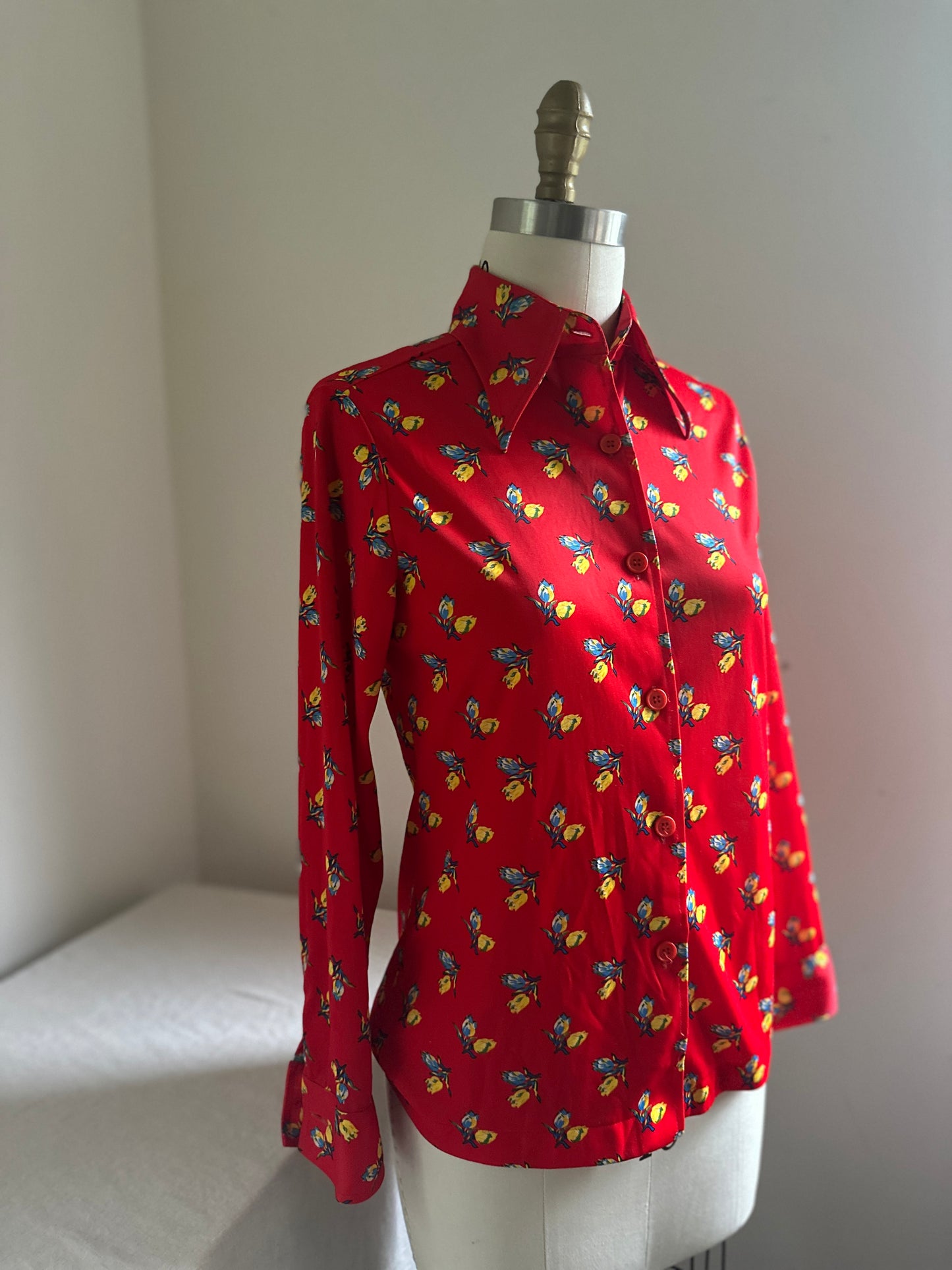 Contessa Red and Yellow Flowered Dress Shirt