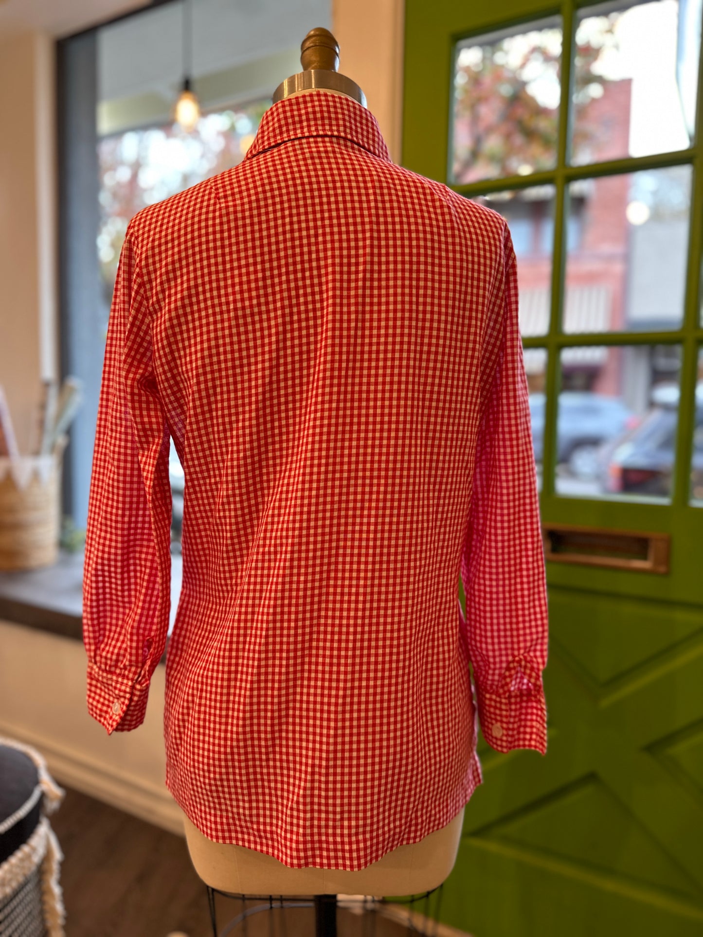 Ma Mere Red Check Button Up Blouse