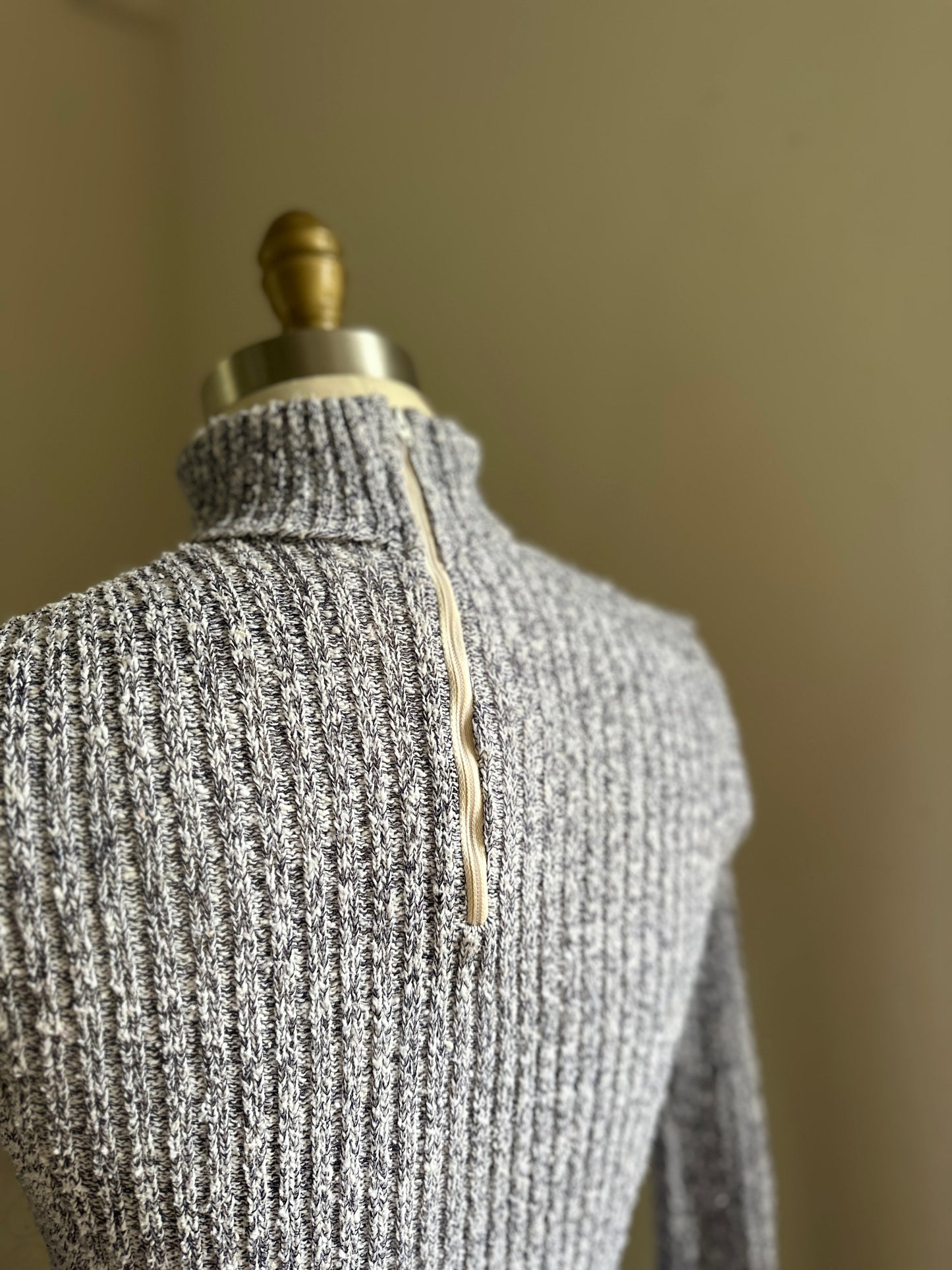 Jantzen Blue and Cream Knit Turtle Neck Sweater