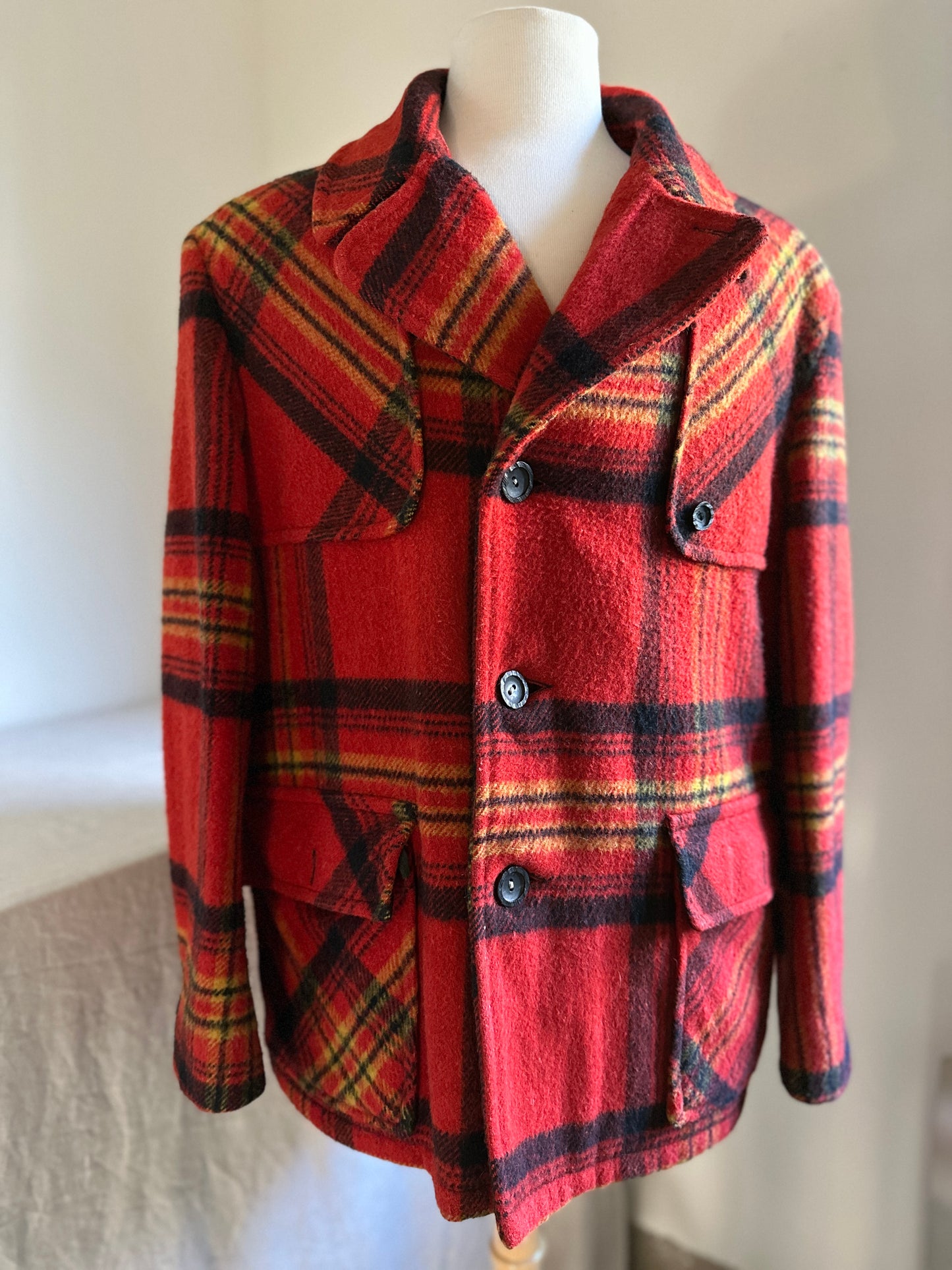 Manhandlers Wool Plaid Button Up Jacket
