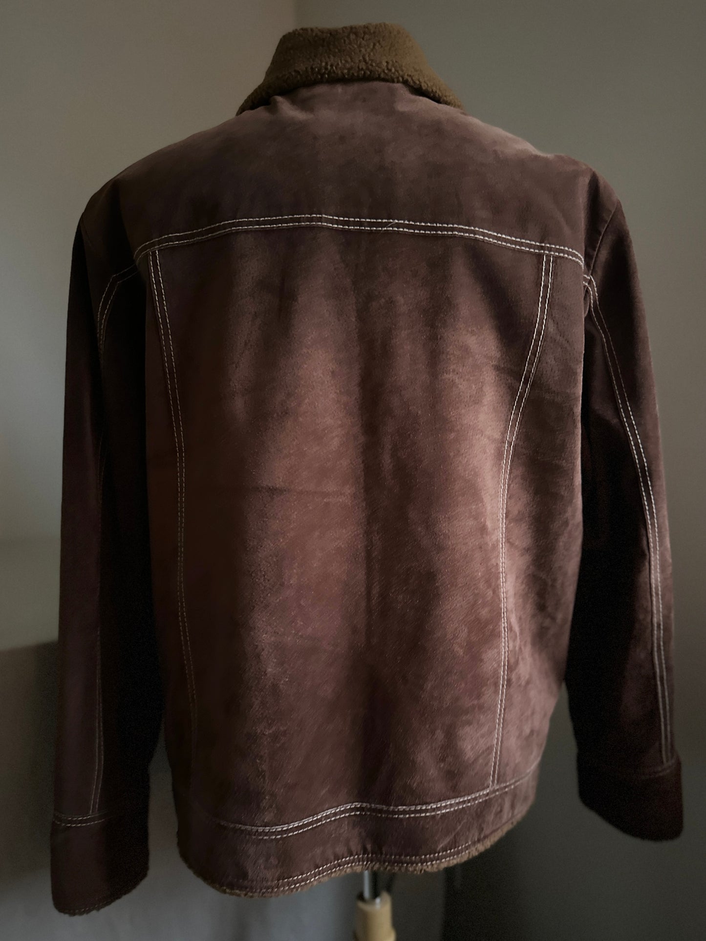 Wilsons Suede Leather Snap-Up Shearling Coat