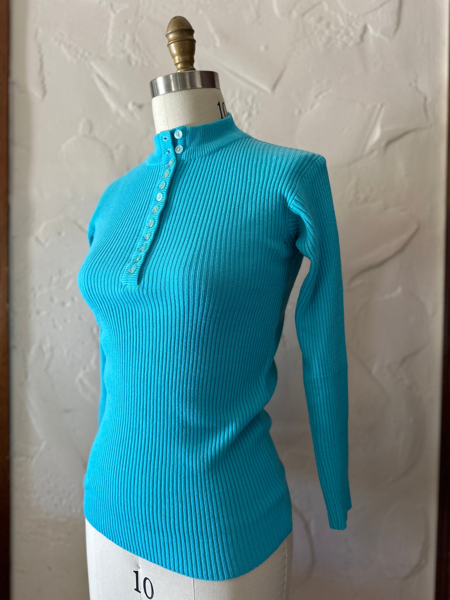 Turquoise Henley with Buttons