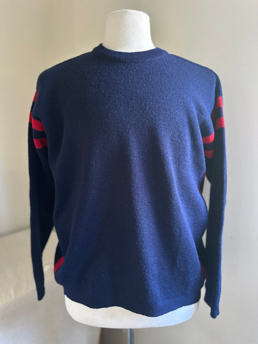 Meister Knit Navy Blue and Red Ski Sweater