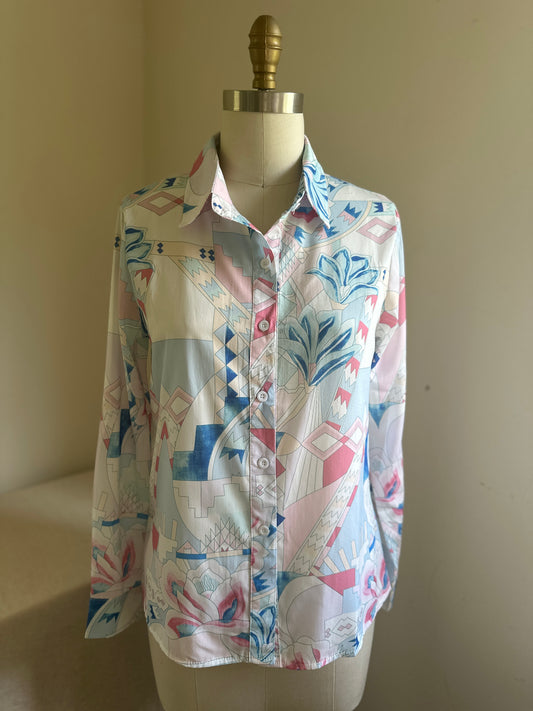 Pastel Geometric Long Sleeve Dress Shirt