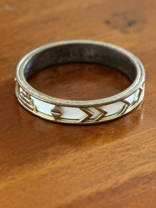 Cream Leather and Gold Bangle