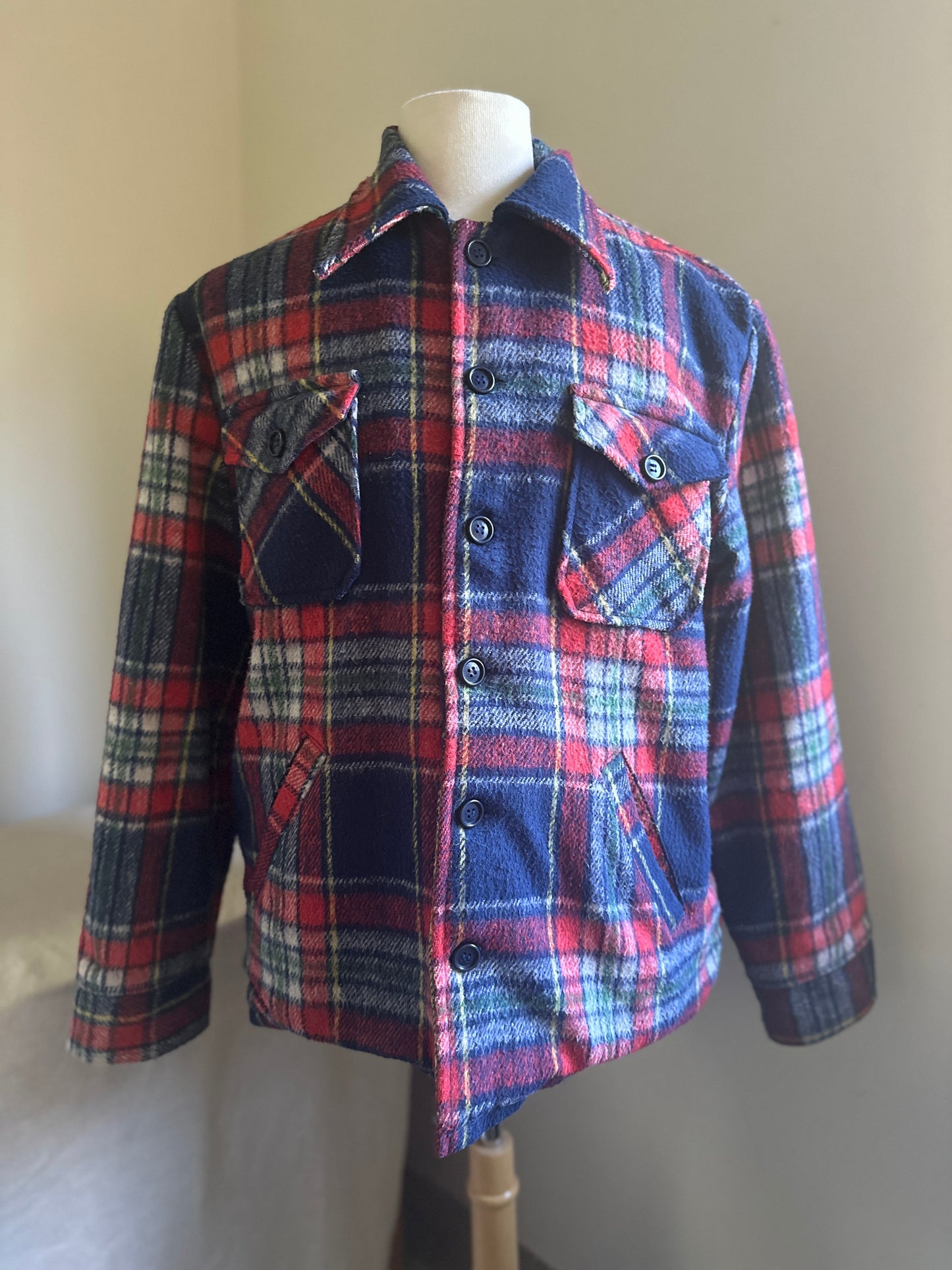 Zayre Blue & Red Plaid Wool Lined Jacket