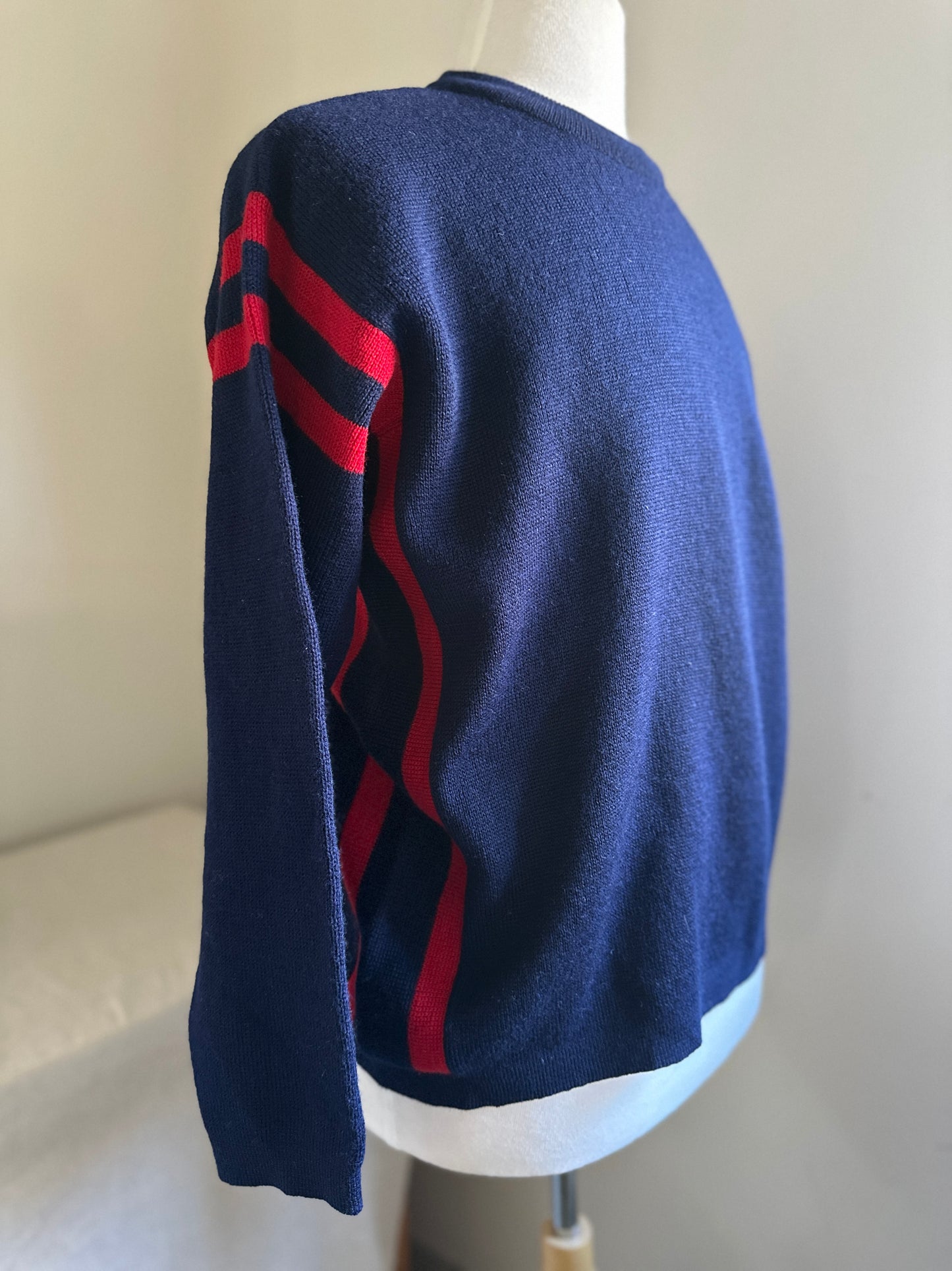 Meister Knit Navy Blue and Red Ski Sweater