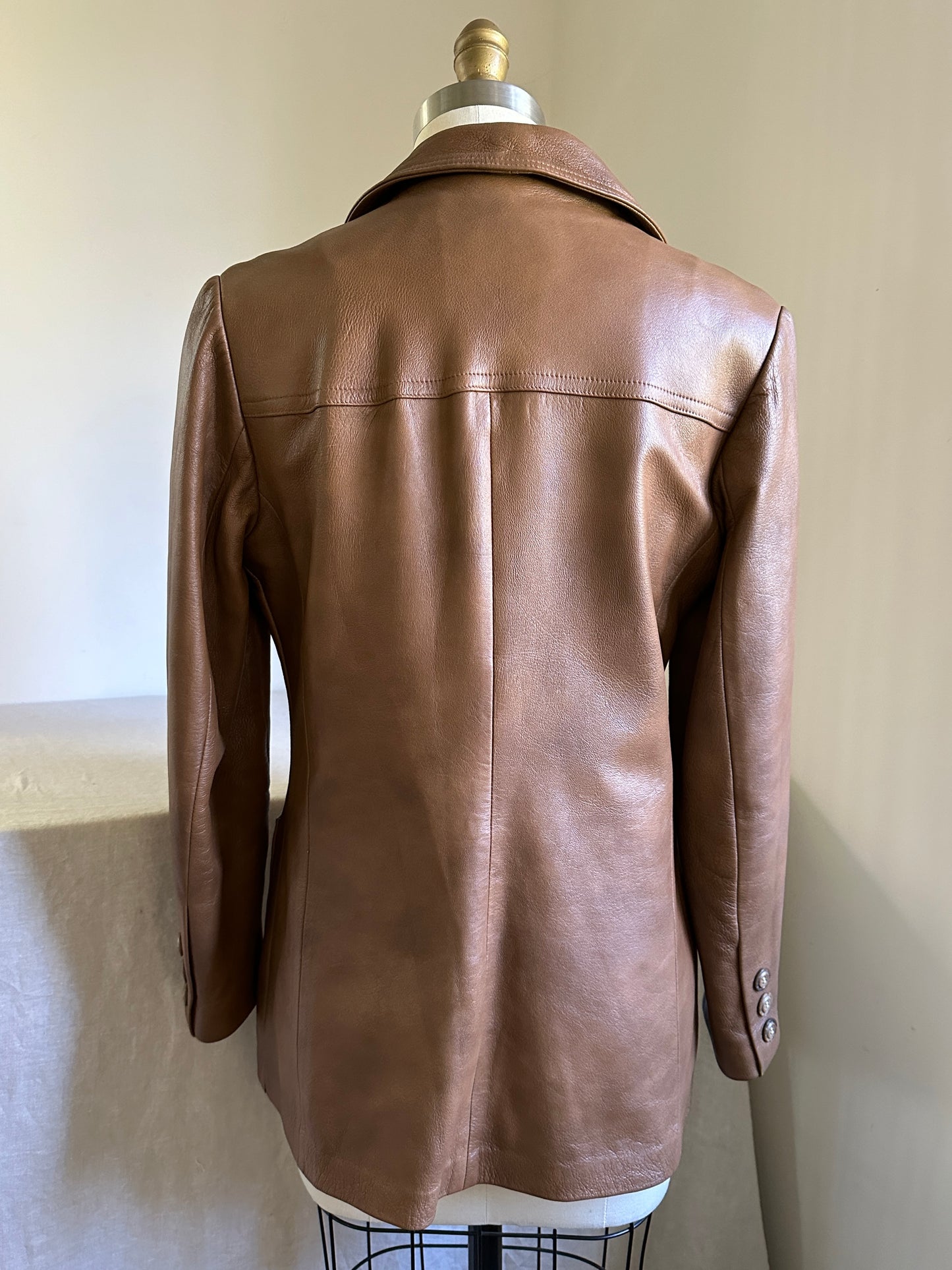 Leathers By New England Tan Button Up Jacket