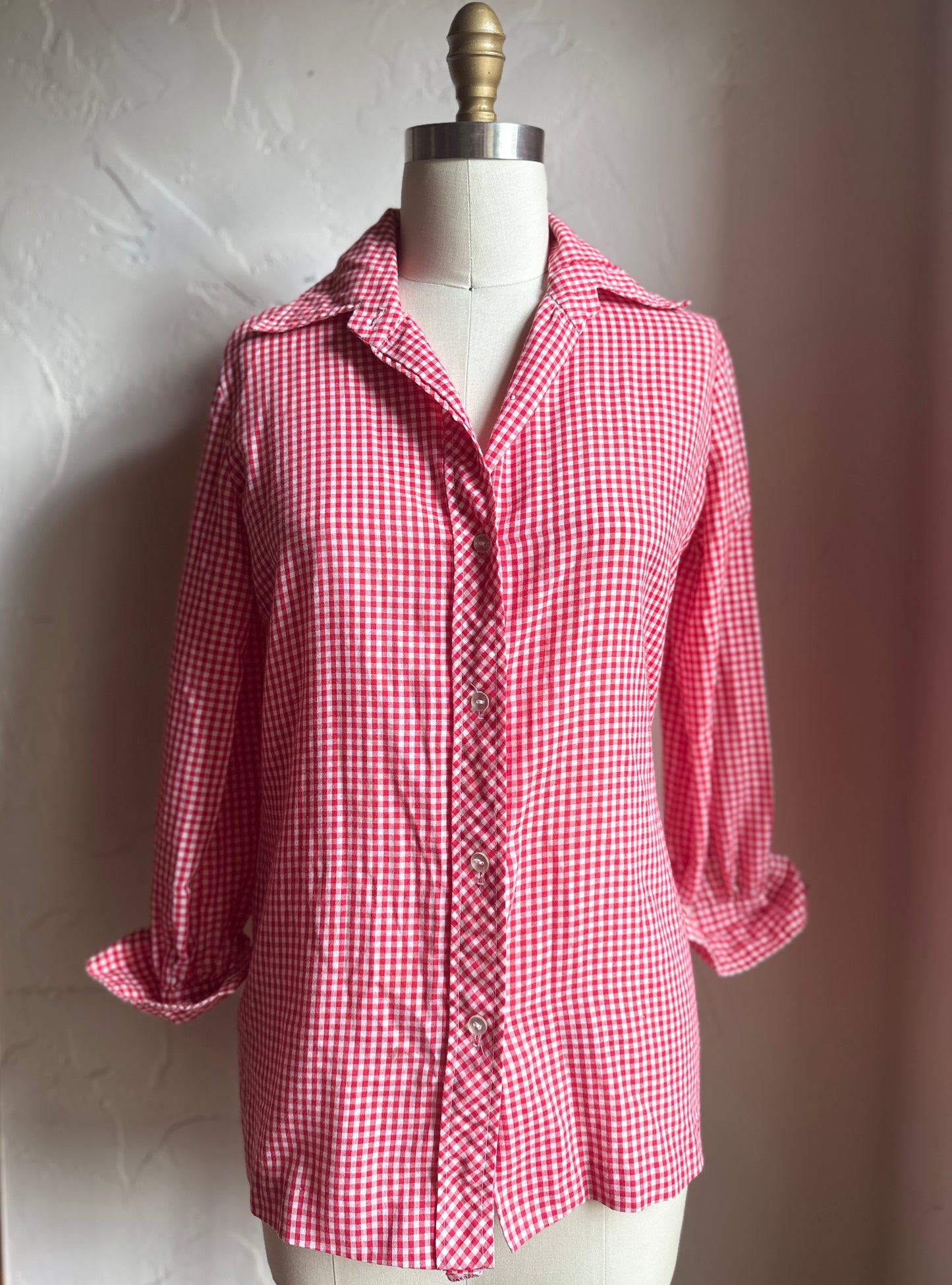 Ma Mere Red Check Button Up Blouse