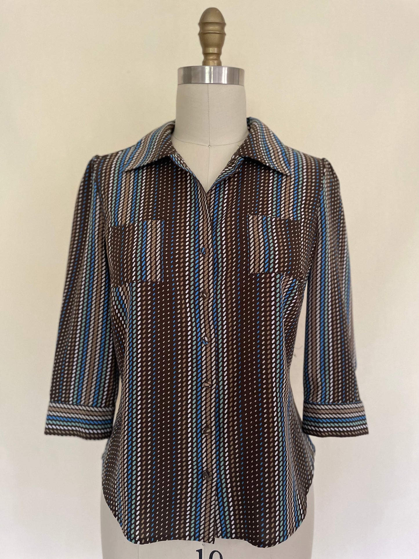 Brown Dot Retro Work Shirt