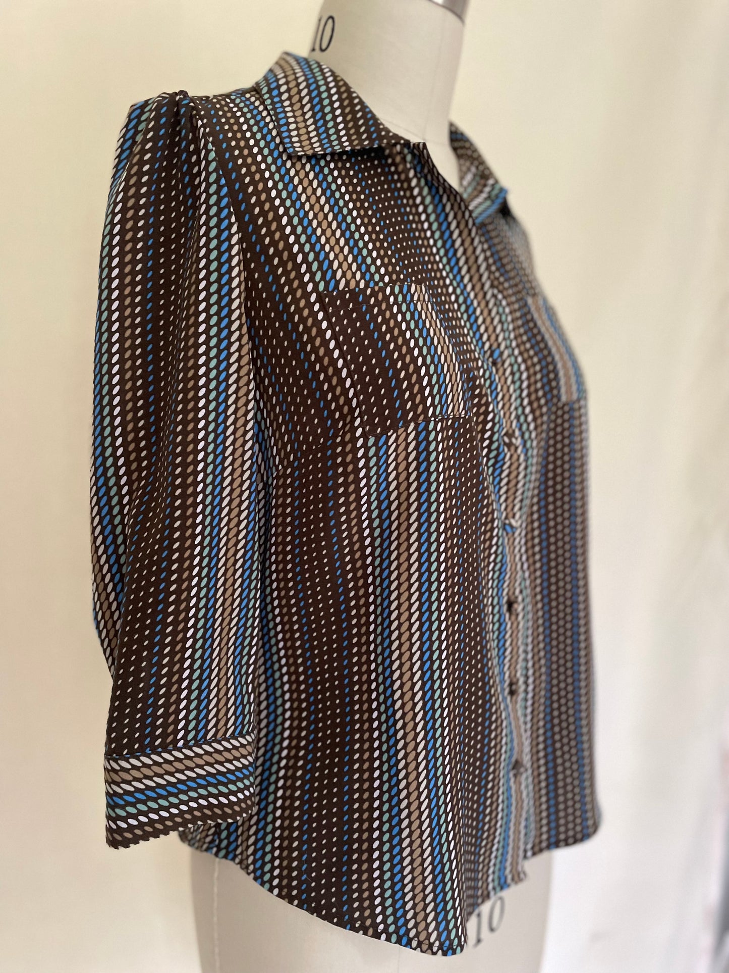 Brown Dot Retro Work Shirt