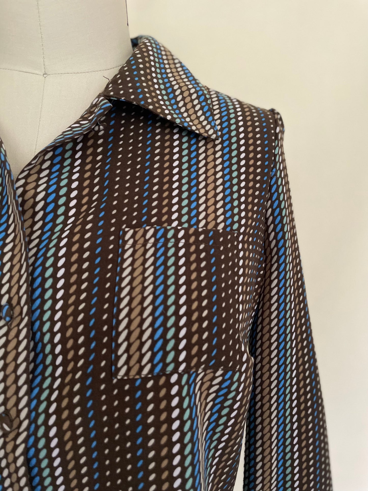 Brown Dot Retro Work Shirt