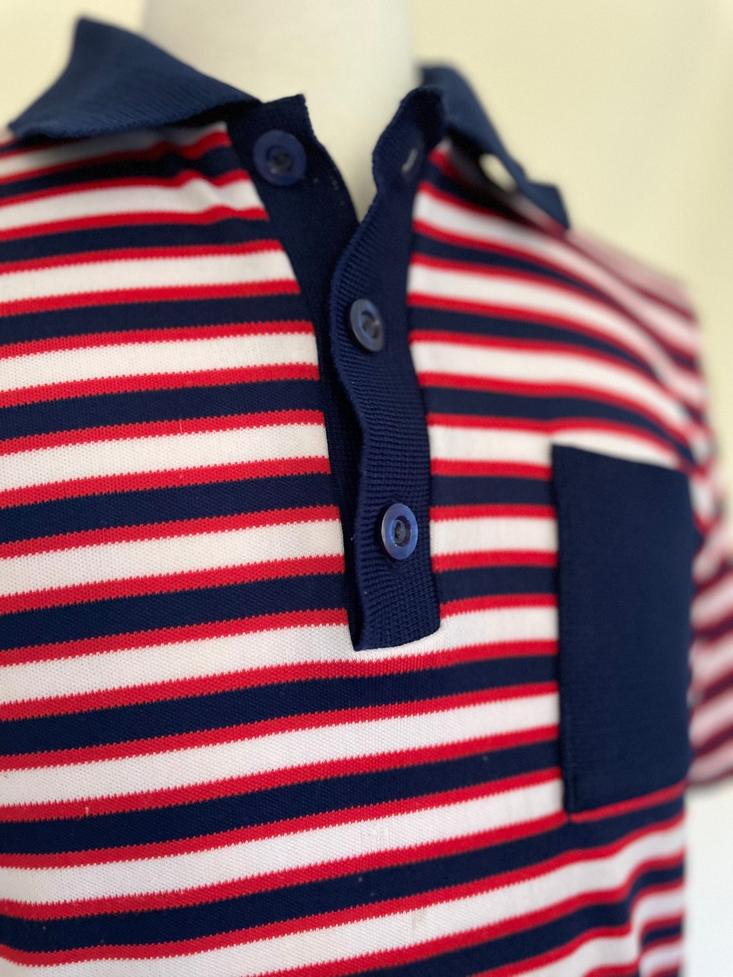 Color-Block Pocket Striped Polo