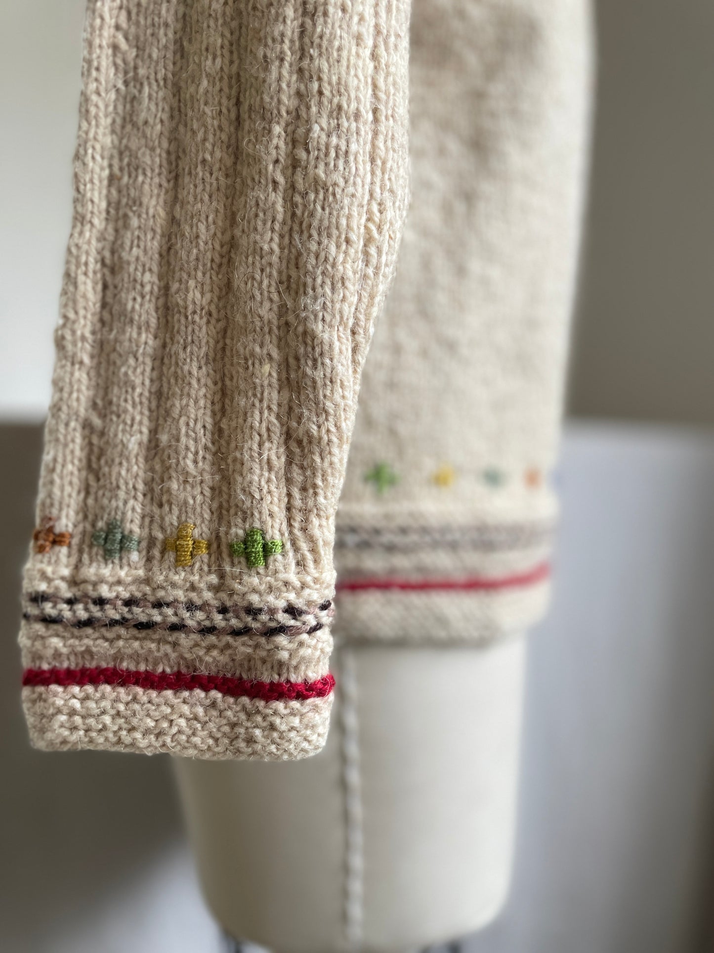 Armenian Hand Knit Folky Wool Embroidered Sweater
