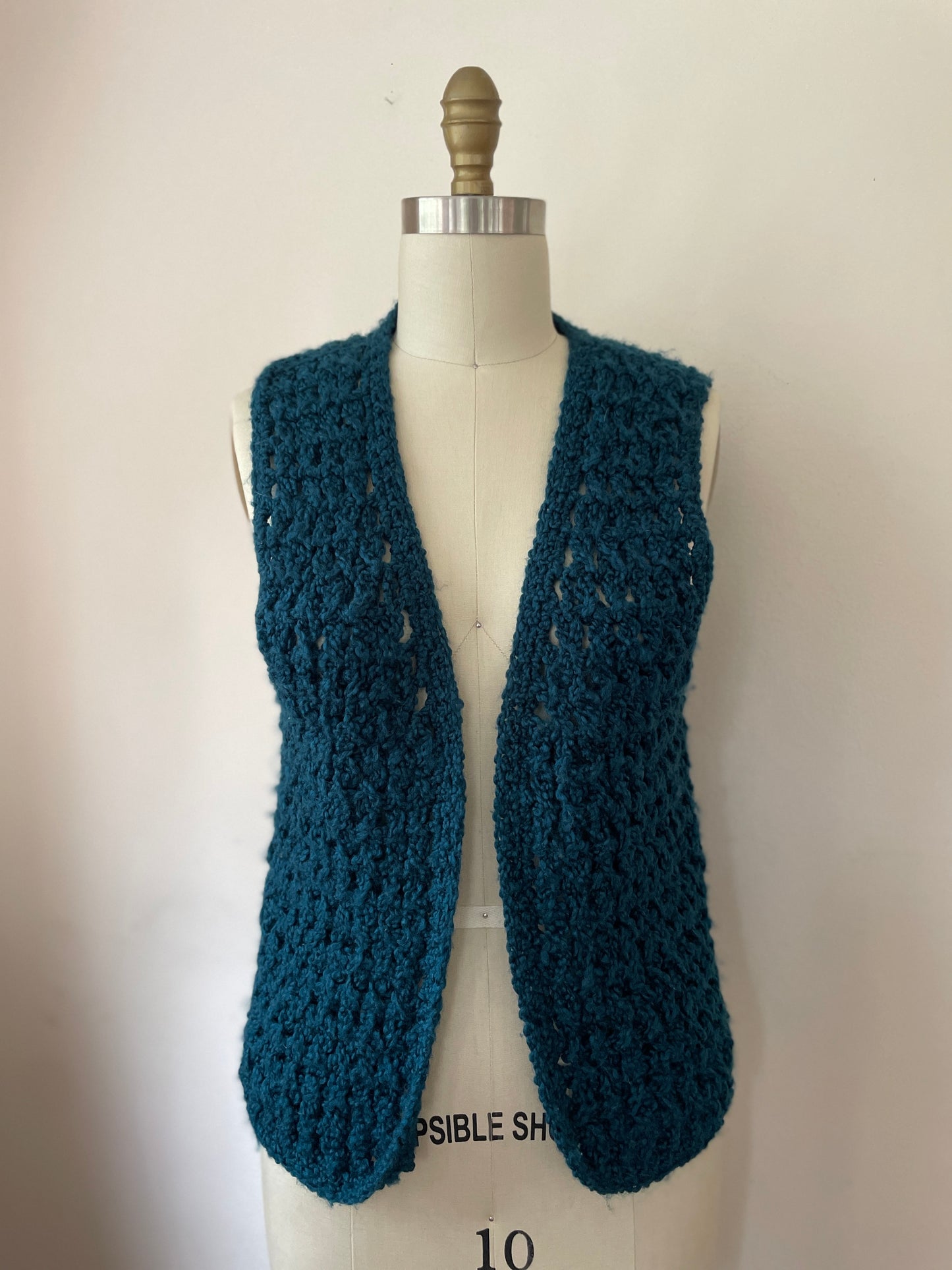 Teal Crochet Vest