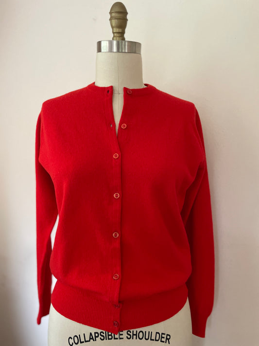 Red Scottish Lambswool Cardigan