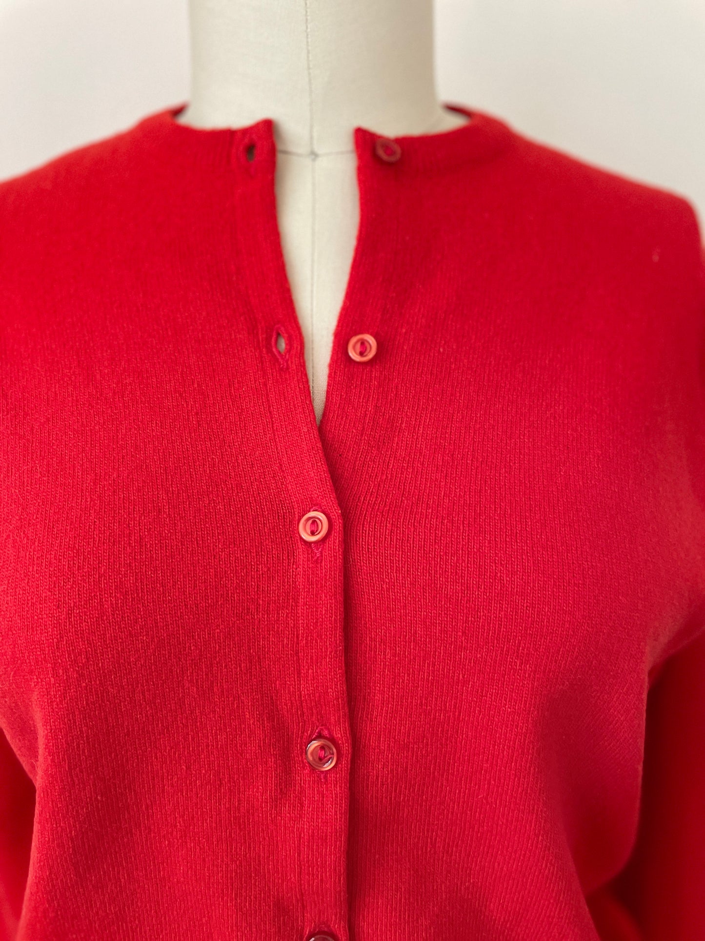 Red Scottish Lambswool Cardigan