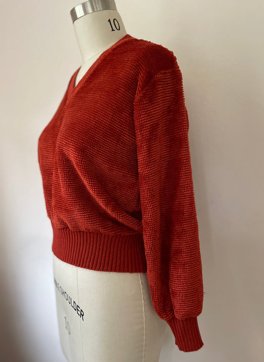 Rusty Red Deep-V Sweater