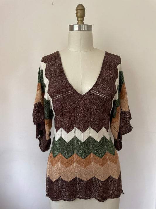 Drapey Chevron Stripe Disco Sweater