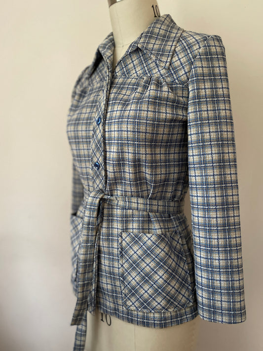 70s Plaid Tied Jacket