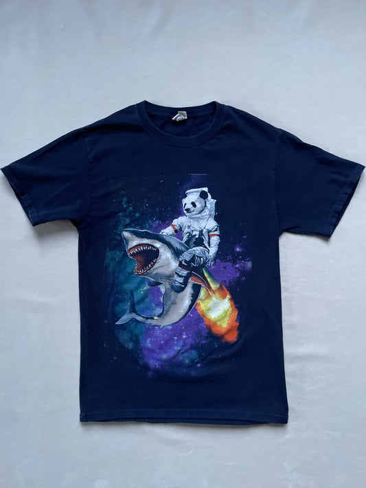 Shark-Riding Panda Astronaut Tee